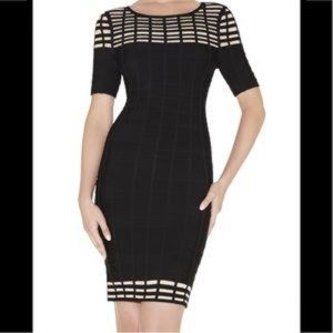 Hervé Leger Black Tan Gisele Bandage Short Dress
